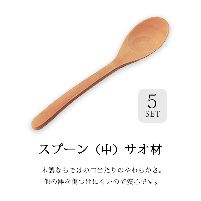 スプーン(中)サオ材 5個組 12-16302